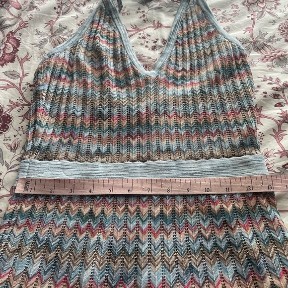 BCBGMaxAzria Jenn Chevron Multicolor Knit Midi Halter Dress Boho Dress Small - Picture 9 of 13